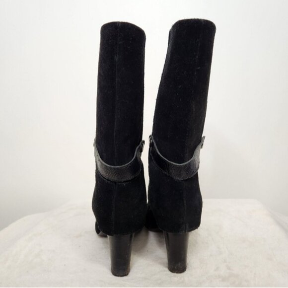 Tahari "Harper" Black Suede Leather Heeled Calf Height Boots Size 9 - Picture 2 of 11